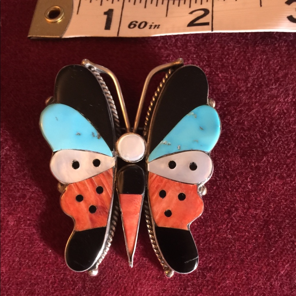 Zuni Inlaid VNTG butterfly brooch - Picture 4 of 8